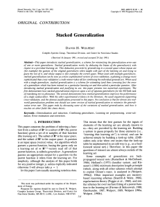 "Stacked Generalization", Neural Networks, voume 5 pp 241ff, 1992