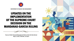 USAID Updates on the Implementation of the SC Decision on the Mandanas Case