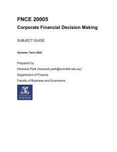 Subject Guide FNCE20005 Sum 2022