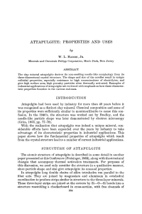 ATTAPULGITE PROPERTIES AND USES