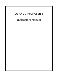 OSHA 30 Hour Course Instructors Manual