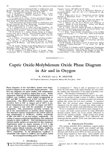 Cupric Oxide-Molybdenum Oxide Phase Diagram in Air and in Oxygen - K. NASSAU and J. W. SHIEVER
