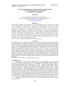 KLASIFIKASI TEKS DENGAN NAÏVE BAYES CLASSIFIER (NBC) UNTUK PENGELOMPOKAN TEKS BERITA DAN ABSTRACT AKADEMIS