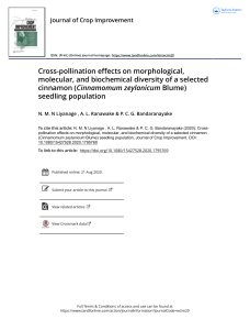Cross pollination effects on morphological molecular and biochemical diversity of a selected cinnamon seedling population
