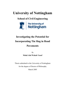 Investigating the Potential for Incorporating Tin Slag in Road Pavements