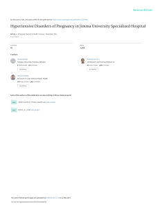 Hypertensive Disorders of Pregnancy in Jimma Unive