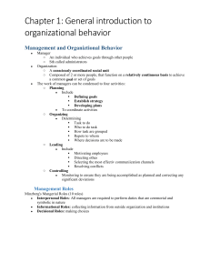 Chapter 1 What is Organizational Behavior