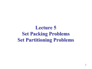 Lect 5 Set Packing n Set Partitioning