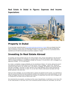 Real Estate In Dubai In Figures: Expenses And Income Expectations