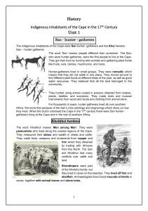 INDIGENOUS INHABITANTS OF THE CAPE UNIT 1 AND 2 NOTES