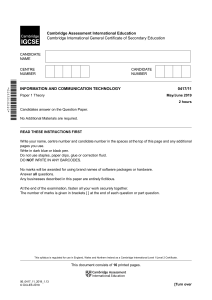ict 2019 may/june paper 1 theory
