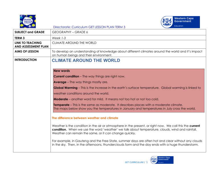 Lesson Plan Gr 6 SS Geography T3 W1 3 1 