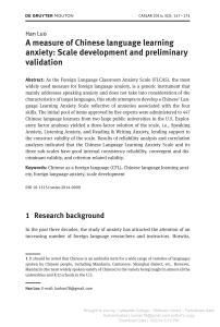 A Measure of Chinese Language Learning A