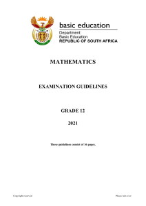 Mathematics GR 12 Exam Guidelines 2021 Eng
