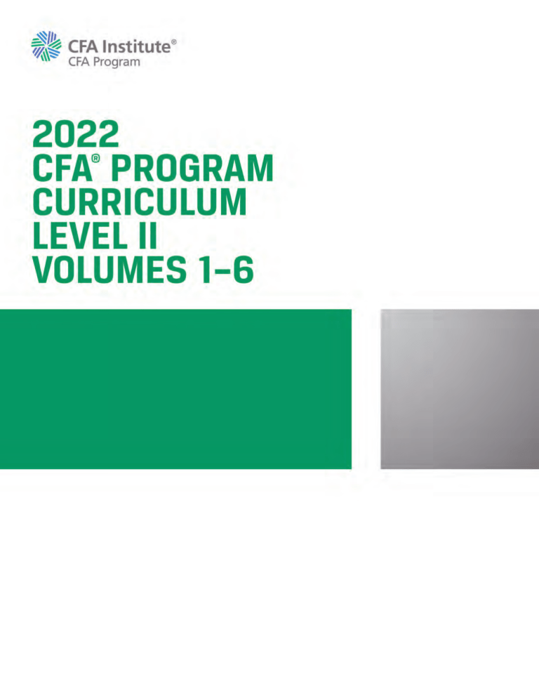 2022 CFA Program Curriculum Level II Volume