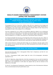 SAT-RPMS for MT I-IV SY 2021-2022 in the time of COVID-19