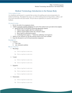 Medical Terminology: Human Body Word Parts Worksheet