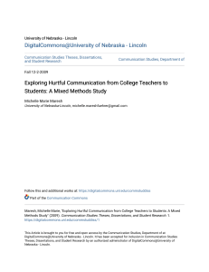 Exploring Hurtful Communication from College Teachers to Students