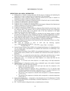 Reversed Cycles in Thermodynamics: Lesson 6