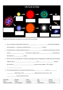 Worksheet - Life cycle of a star