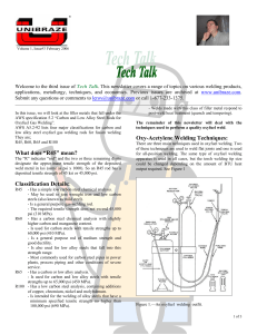 UNIBRAZE Vol.01 Nr.03 2006 Tech Talk AWS A5.2 Carbon and Low Alloy Steel Rods for Oxyfuel Gas Welding