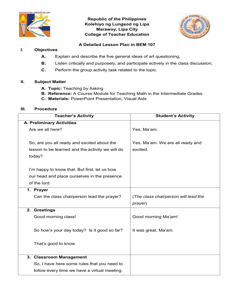 Detailed Lesson Plan Lesson 16 1 1 