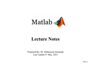 Matlab Lecture Notes