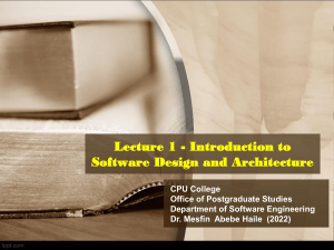 Software Design and Architecture: Lecture 1