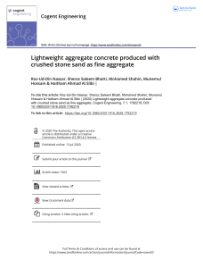 Lightweight aggregate concrete produced with crushed stone sand as fine aggregate