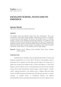 EXCELLENT SCHOOL STATUS AND ITS EXISTENCE