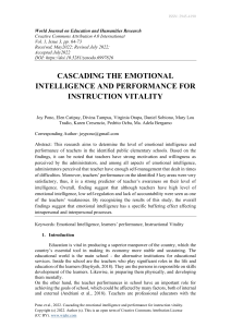CASCADING THE MOTIONAL INTELLIGENCE AND PERFORMANCE FOR INSTRUCTION VITALITY