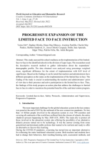 Progressive Expansion of The Limited Face To Face Instruction