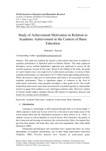 Study of Achievement Motivation in Relation to Academic Achievement in the Context of Basic Education