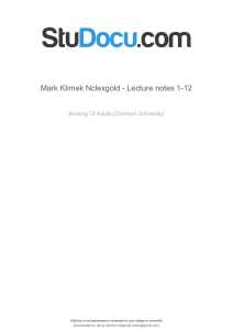 Mark Klimek Lecture Notes
