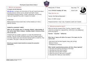 2nd Grade Science: Healthy Lifestyles PYP Planner