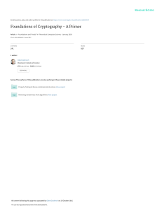 Foundations of Cryptography - A Primer