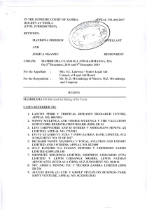 Zambia Supreme Court Ruling: Chief Sokontwe Election Appeal