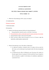 Law of Evidence Test: Multiple Choice Questions