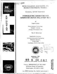 USACE Hydroelectric Generator Insulation Tests - Year 1989 ADA212924