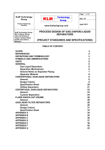 PROJECT STANDARDS AND SPECIFICATIONS gas liguid seperators Rev01