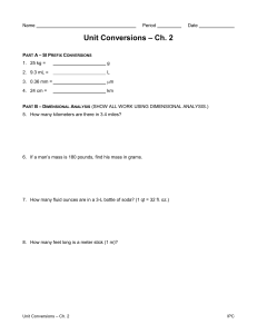 Unit Conversions Worksheet: SI Prefixes & Dimensional Analysis