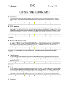 Summary-Response Rubric