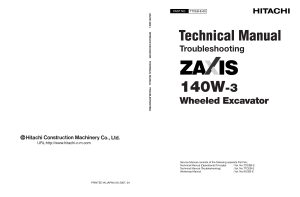 Hitachi Zaxis ZX140W-3 Hydraulic Excavator Technical Workshop Manual