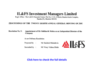 Siddharth Mehta, IL&FS Non Executive Independent Director