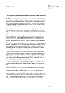 DK position paper International R&I cooperation in Horizon Europe