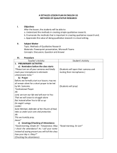 English 10 Lesson Plan: Qualitative Research Methods