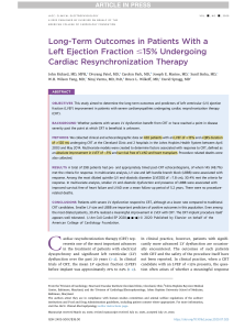 Long-Term Outcomes in Patients With a Left Ejection Fraction ≤15% Undergoing Cardiac Resynchronization Therapy