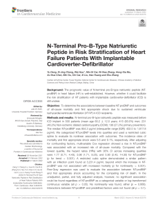 N-Terminal Pro-B-Type Natriuretic Peptide in Risk Stratification of Heart Failure Patients With Implantable Cardioverter-Defibrillator