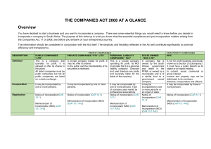 The Companies Act 2008 at a glance