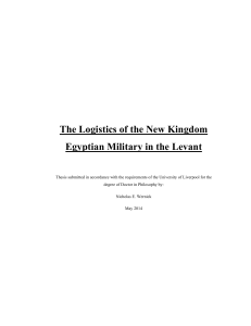 The Logistics of the New Kingdom Military in the Levant